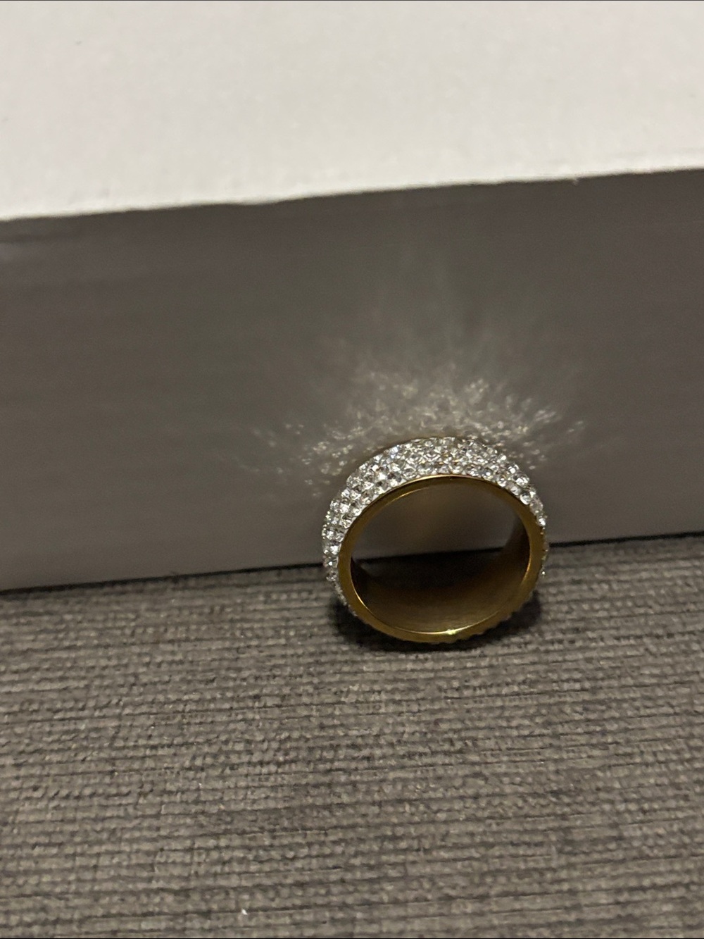 Gold Crystal Pavé Dome Band Ring - Women Jewelry. Size 9